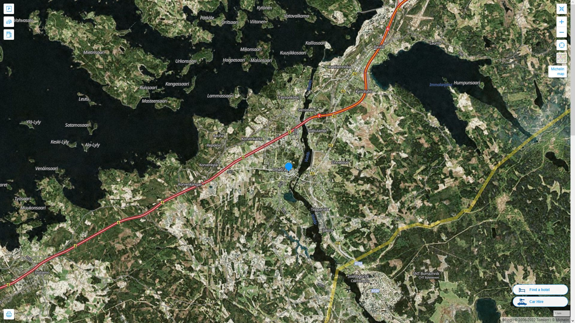 Imatra Highway and Road Map with Satellite View
